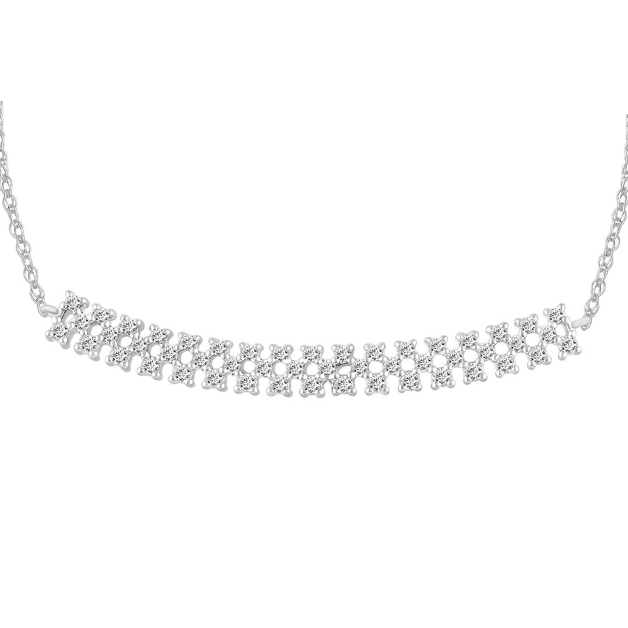 LADIES NECKLACE 0.25CT ROUND DIAMOND 10K WHITE GOLD - Image 1