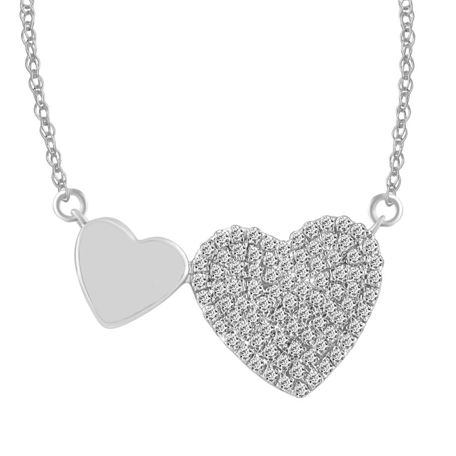 LADIES NECKLACE 0.25CT ROUND DIAMOND 10K WHITE GOLD - Image 1