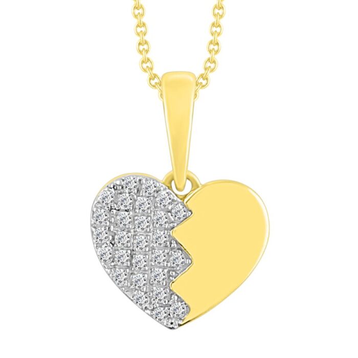LADIES PENDANT WITH CHAIN 0.10CT ROUND DIAMOND 10K YELLOW GOLD - Image 1