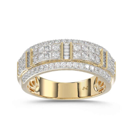 MEN'S BAND 1.00CT ROUND/BAGUETTE DIAMOND 10K YELLOW GOLD
