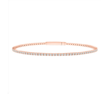 LADIES FLEXIBLE BANGLE 3.00CT ROUND DIAMOND 14K ROSE GOLD