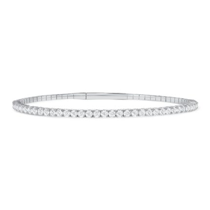 LADIES HALF FLEXIBLE BANGLE 1.00CT ROUND DIAMOND 14K WHITE GOLD