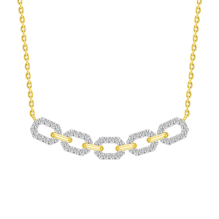 LADIES NECKLACE 0.50CT ROUND DIAMOND 10K YELLOW GOLD - Image 1