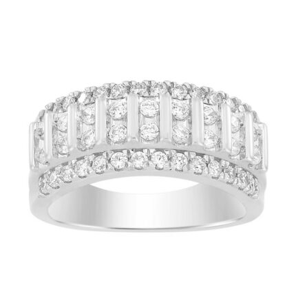 MEN'S BAND 1.25CT ROUND DIAMOND 14K WHITE GOLD (SI QUALITY)