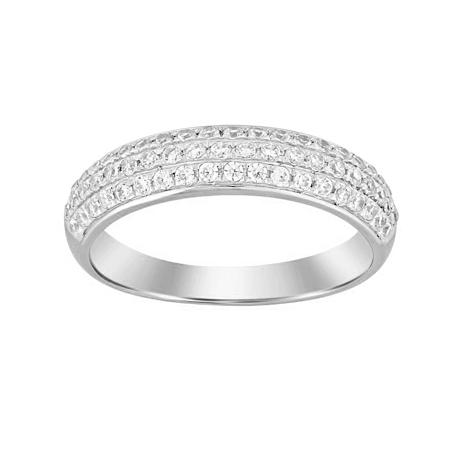 LADIES BAND 0.50CT ROUND DIAMOND 10K WHITE GOLD - Image 1