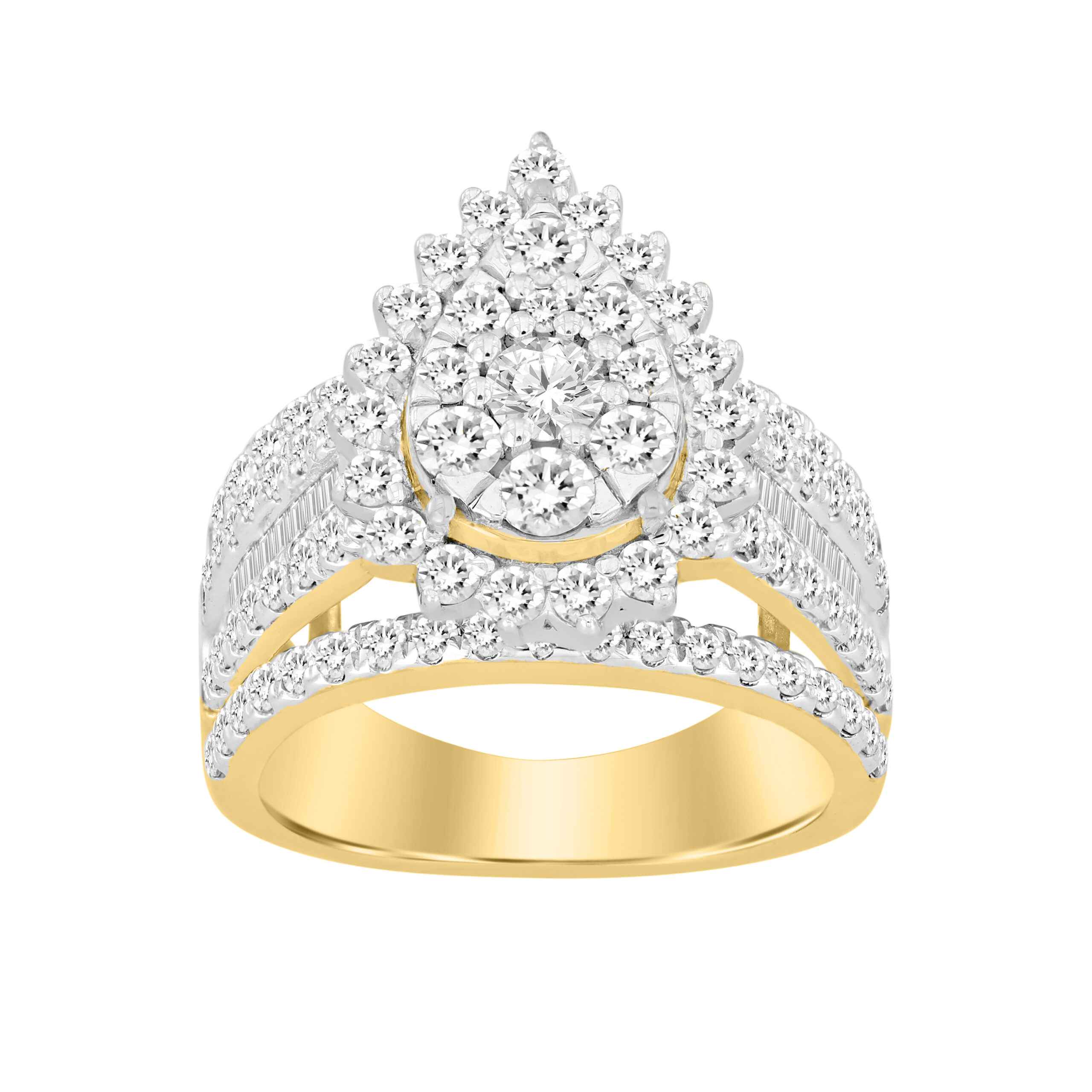 LADIES  RING 2.00CT ROUND/BAGUETTE DIAMOND 10K WHITE GOLD - Image 1