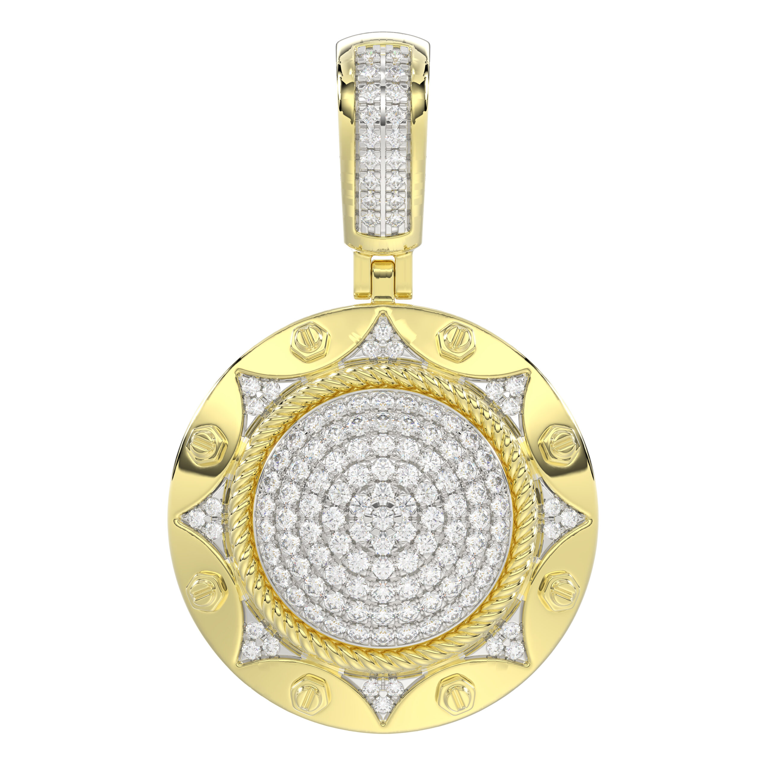 MEN'S CHARM PENDANT 0.50CT ROUND DIAMOND 10K YELLOW GOLD - Image 1