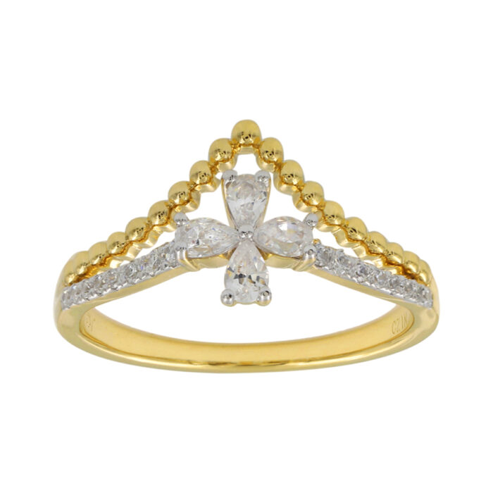 LADIES  RING 0.33CT ROUND/PEAR DIAMOND 14K YELLOW GOLD - Image 1