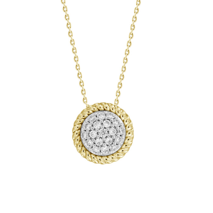LADIES  PENDANT WITH CHAIN 0.25CT ROUND DIAMOND 14K YELLOW GOLD - Image 1