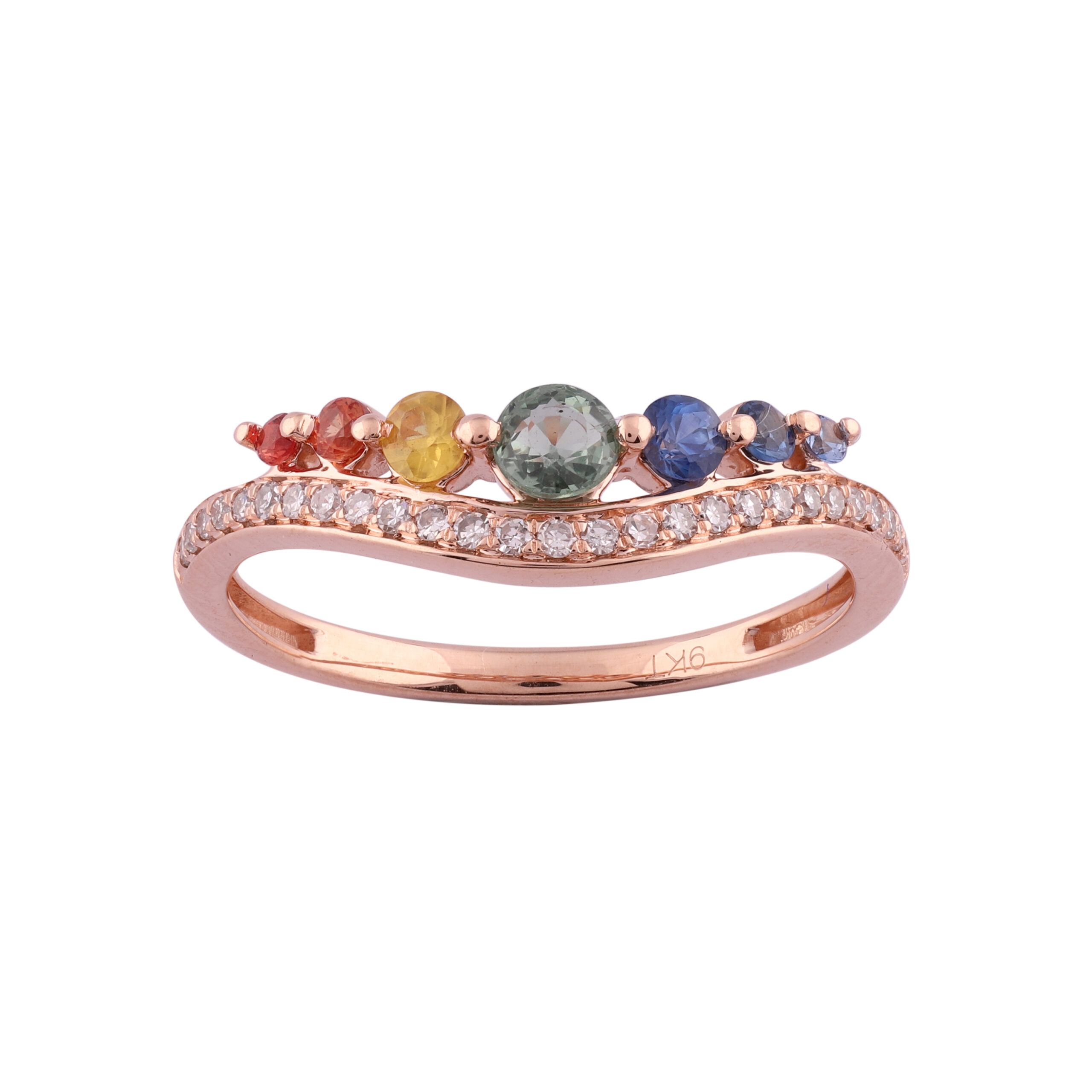 LADIES RING 0.70CT Round Diamond 14K ROSE GOLD (COLOUR STONE MIX-0.57CT) - Image 1