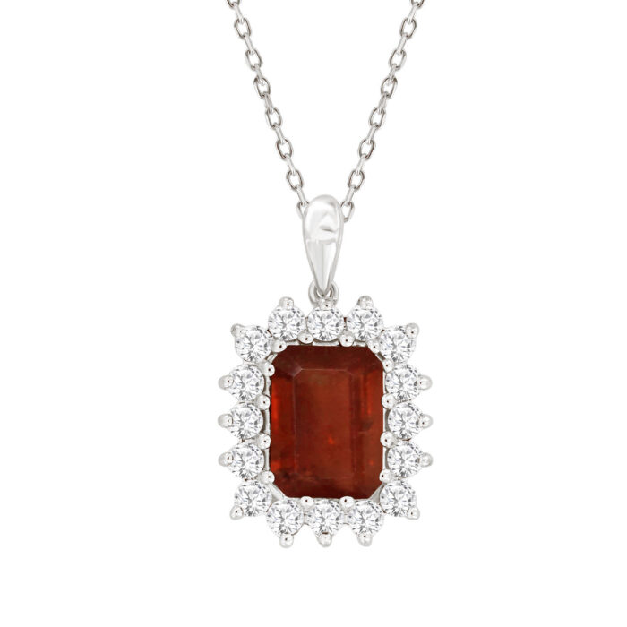 LADIES PENDANT WITH CHAIN 2.40CT ROUND/RUBY/EMERALD DIAMOND 14K WHITE GOLD (CENTER STONE EMERALD/RUBY APPROX- 2.00CT) - Image 1