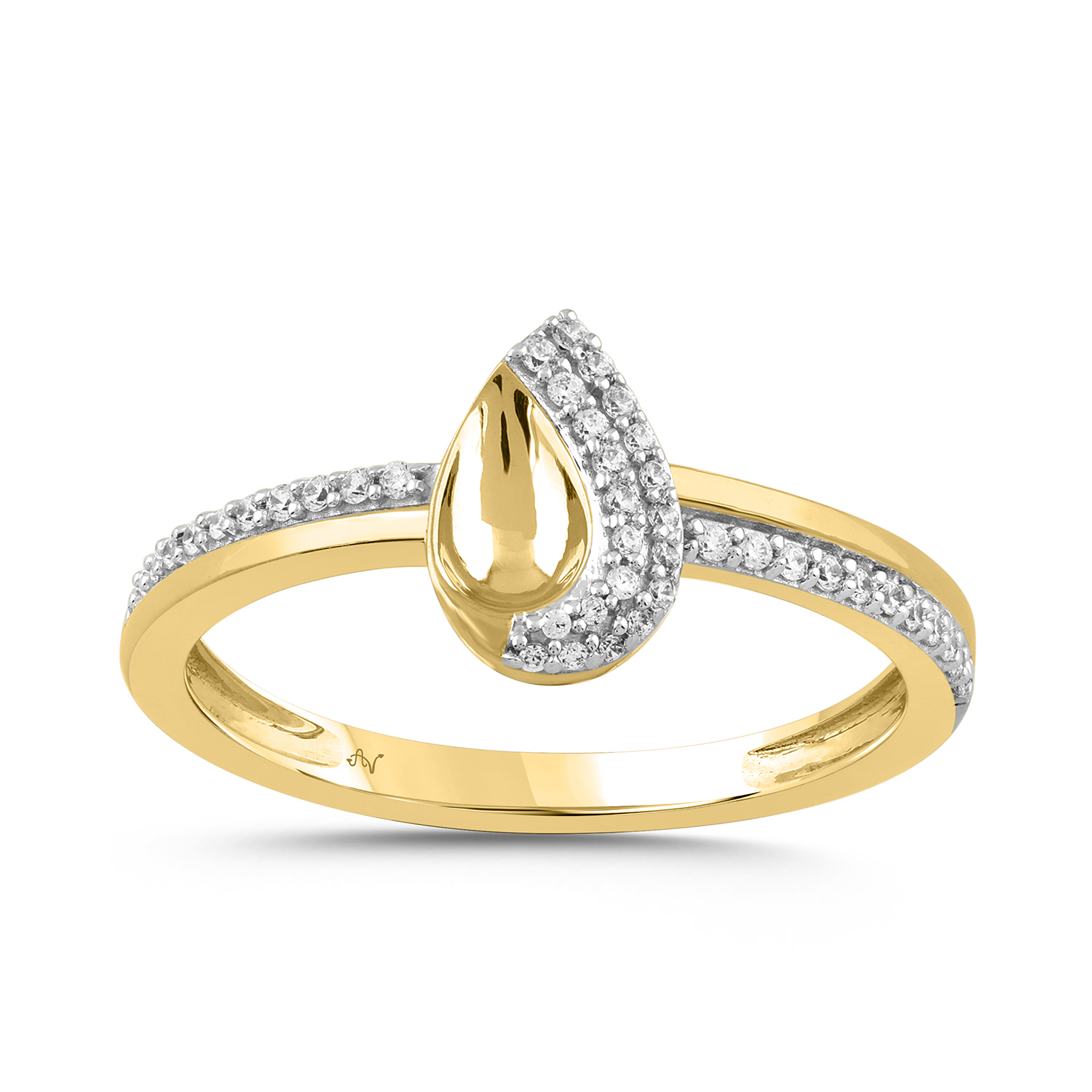 LADIES RING 0.13CT ROUND DIAMOND 10K YELLOW GOLD - Image 1