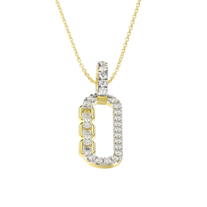 LADIES PENDANT WITH CHAIN 0.20CT ROUND DIAMOND 14K YELLOW GOLD - Image 1
