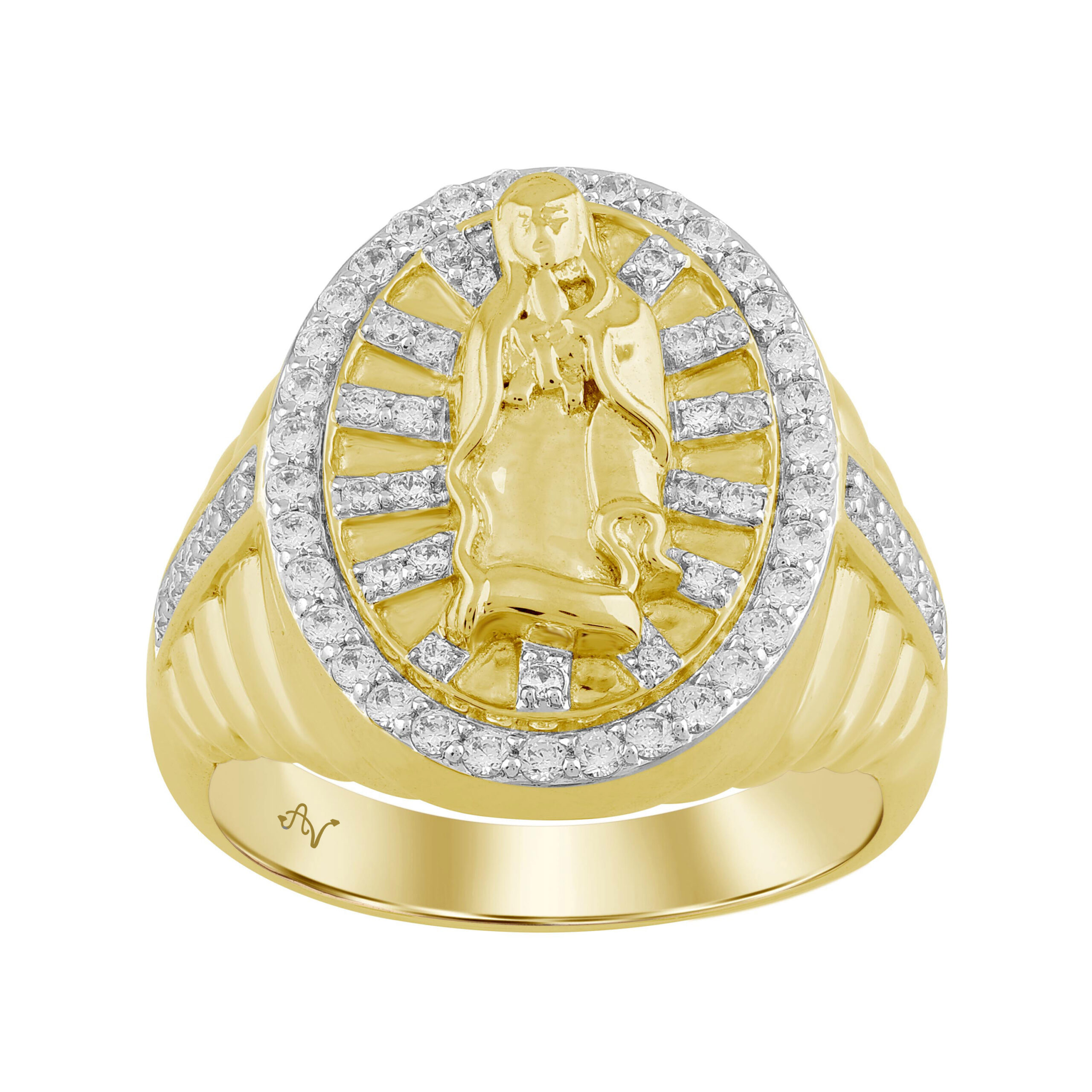 MENS RING 0.75CT ROUND DIAMOND 10K YELLOW GOLD - Image 1