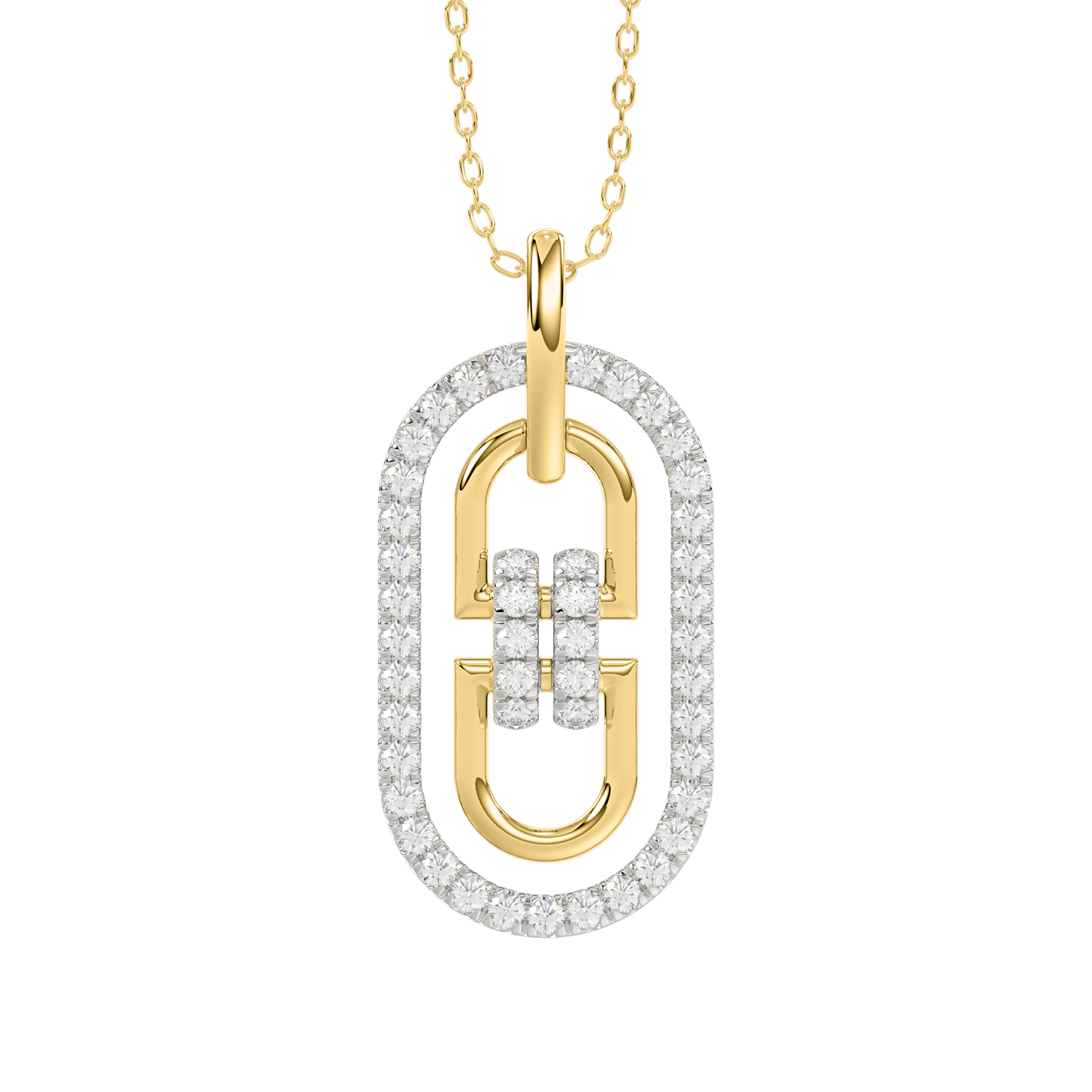 LADIES PENDANT 0.25CT ROUND DIAMOND 14K YELLOW GOLD - Image 1