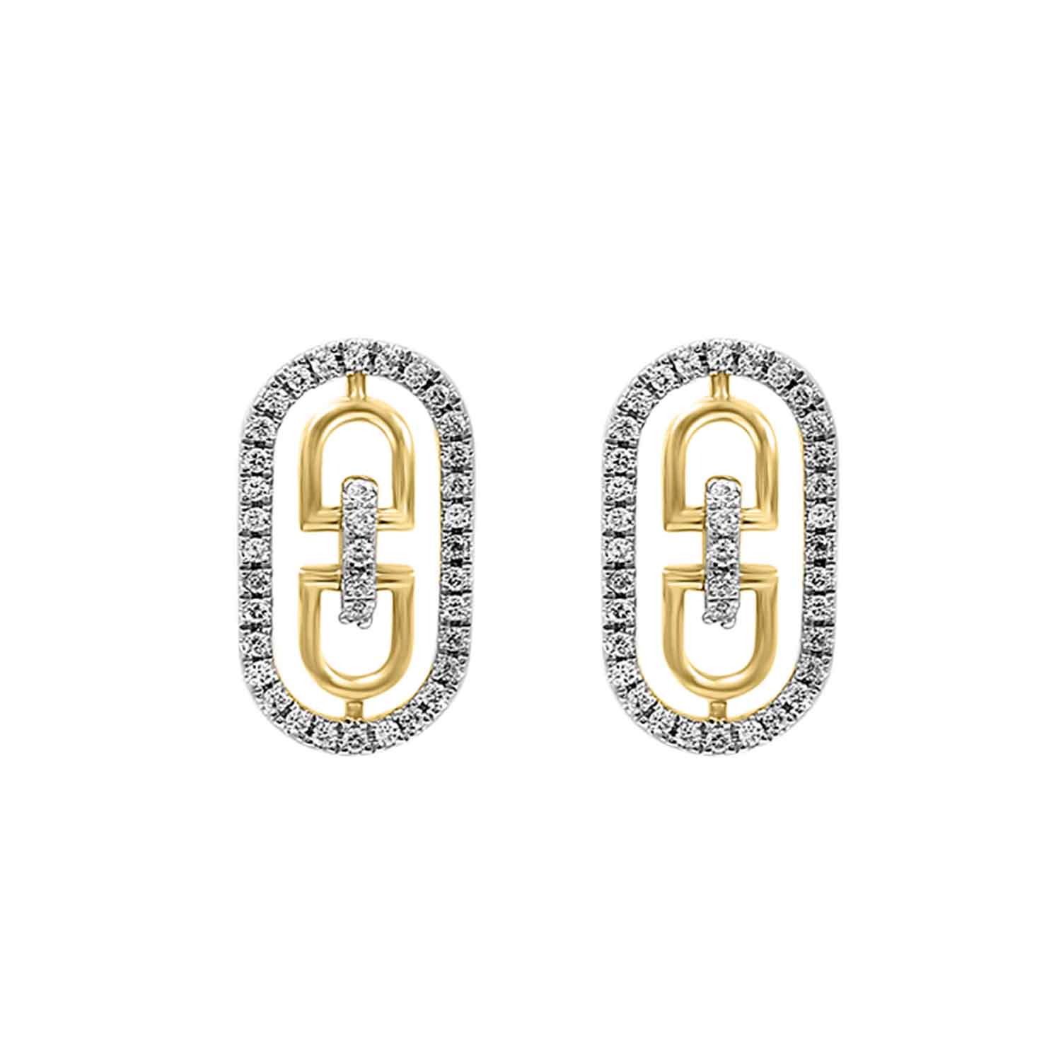 LADIES EARRINGS 0.25CT ROUND DIAMOND 14K YELLOW GOLD - Image 1