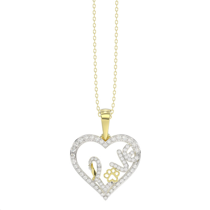 LADIES PENDANT WITH CHAIN 0.20CT ROUND DIAMOND 14K YELLOW GOLD - Image 1