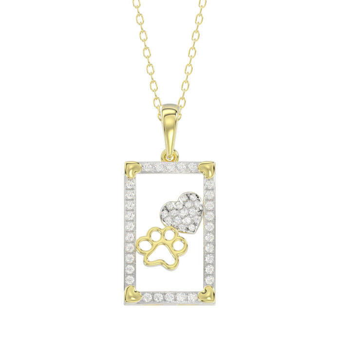 LADIES PENDANT WITH CHAIN 0.25CT ROUND DIAMOND 14K YELLOW GOLD - Image 1