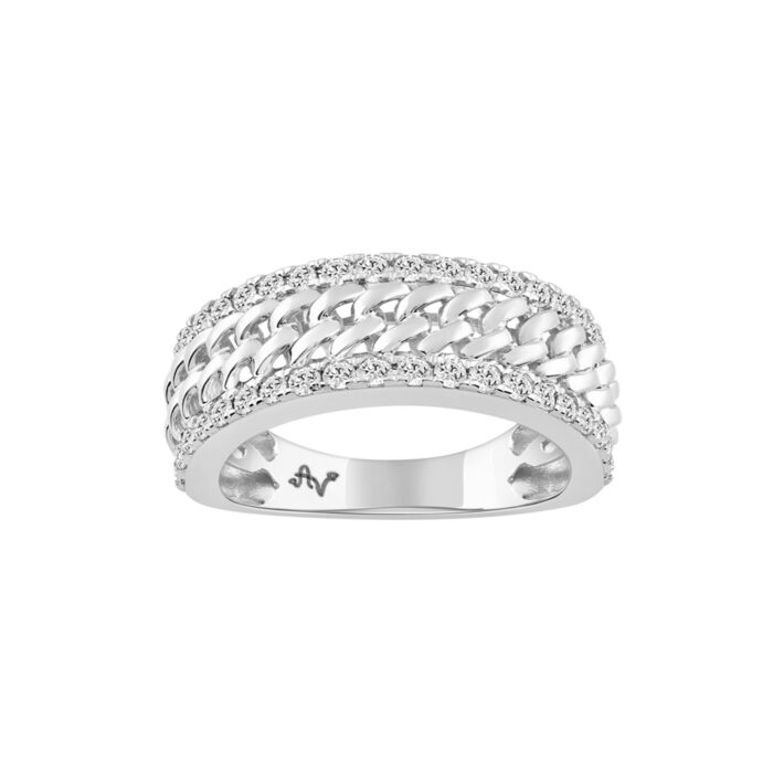 MEN'S BAND 1.00CT ROUND DIAMOND 14K WHITE GOLD - Image 1