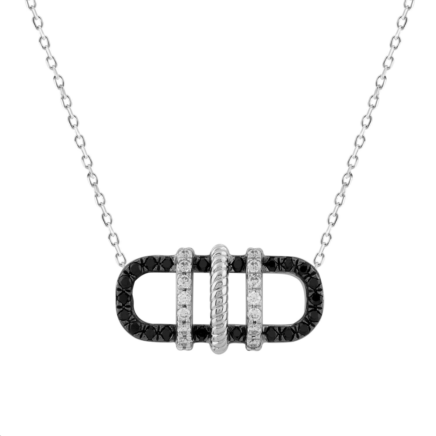 LADIES NECKLACE 0.25CT ROUND/BLACK DIAMOND 14K WHITE GOLD - Image 1