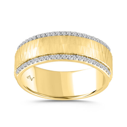 MEN'S BAND 0.33CT ROUND DIAMOND 14K YELLOW GOLD