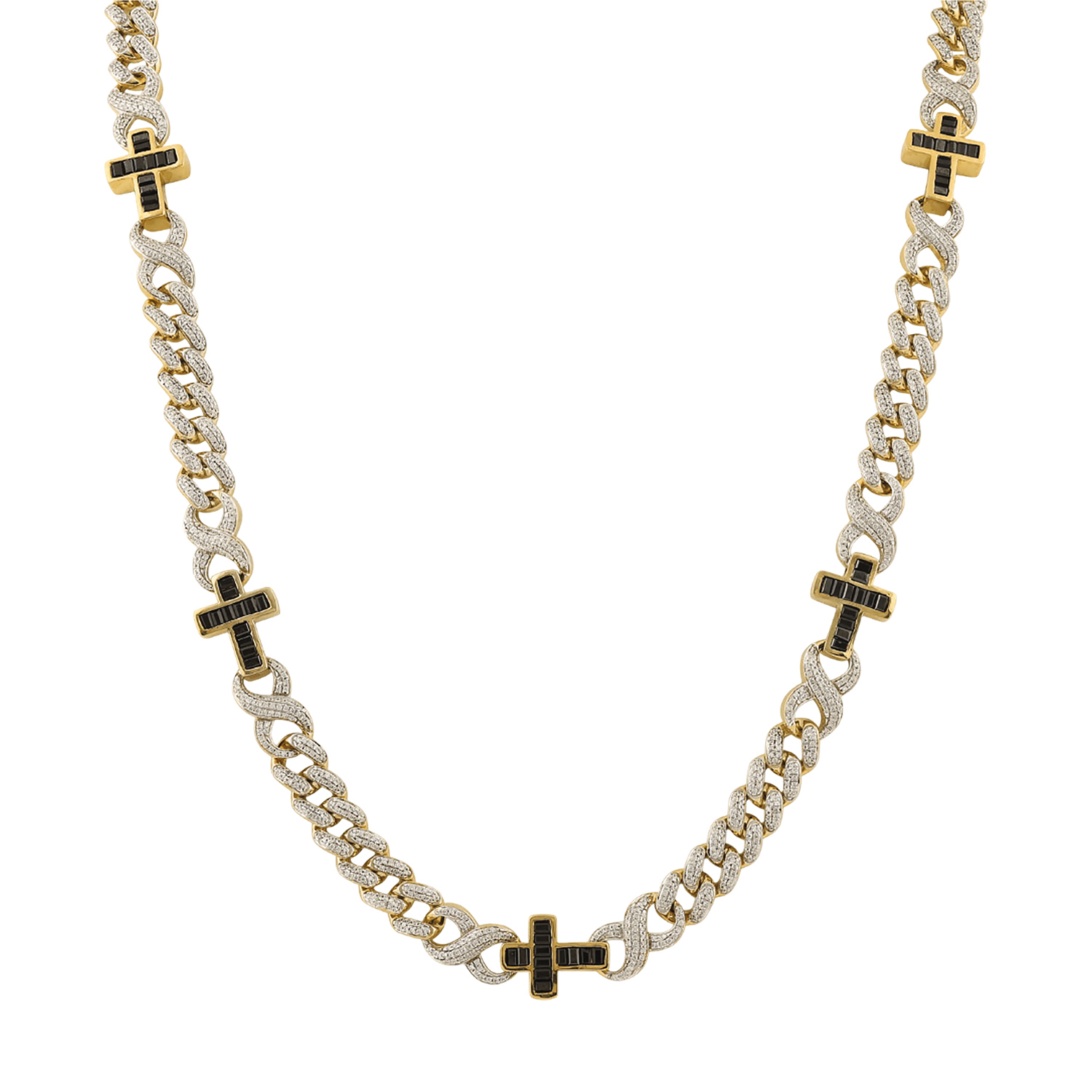 MEN'S NECKLACE 9.00CT ROUND DIAMOND 10K YELLOW GOLD - Image 1