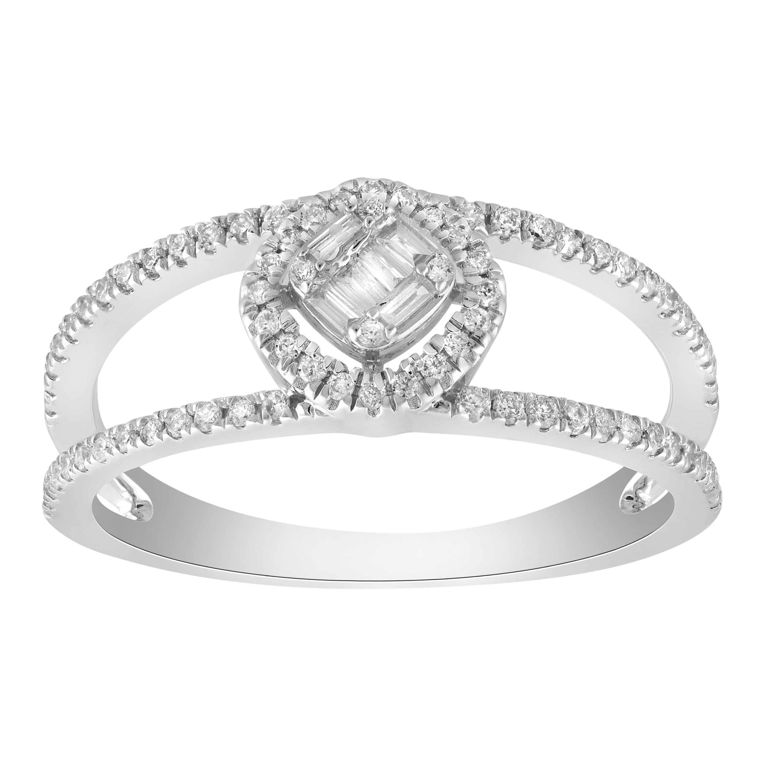 LADIES BAND 0.33CT ROUND/BAGUETTE DIAMOND 14K WHITE GOLD - Image 1
