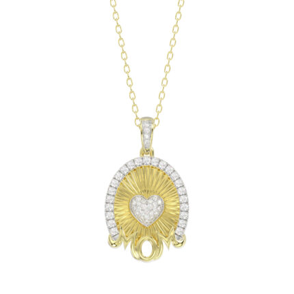 LADIES PENDANT WITH CHAIN 0.25CT ROUND DIAMOND 14K YELLOW GOLD