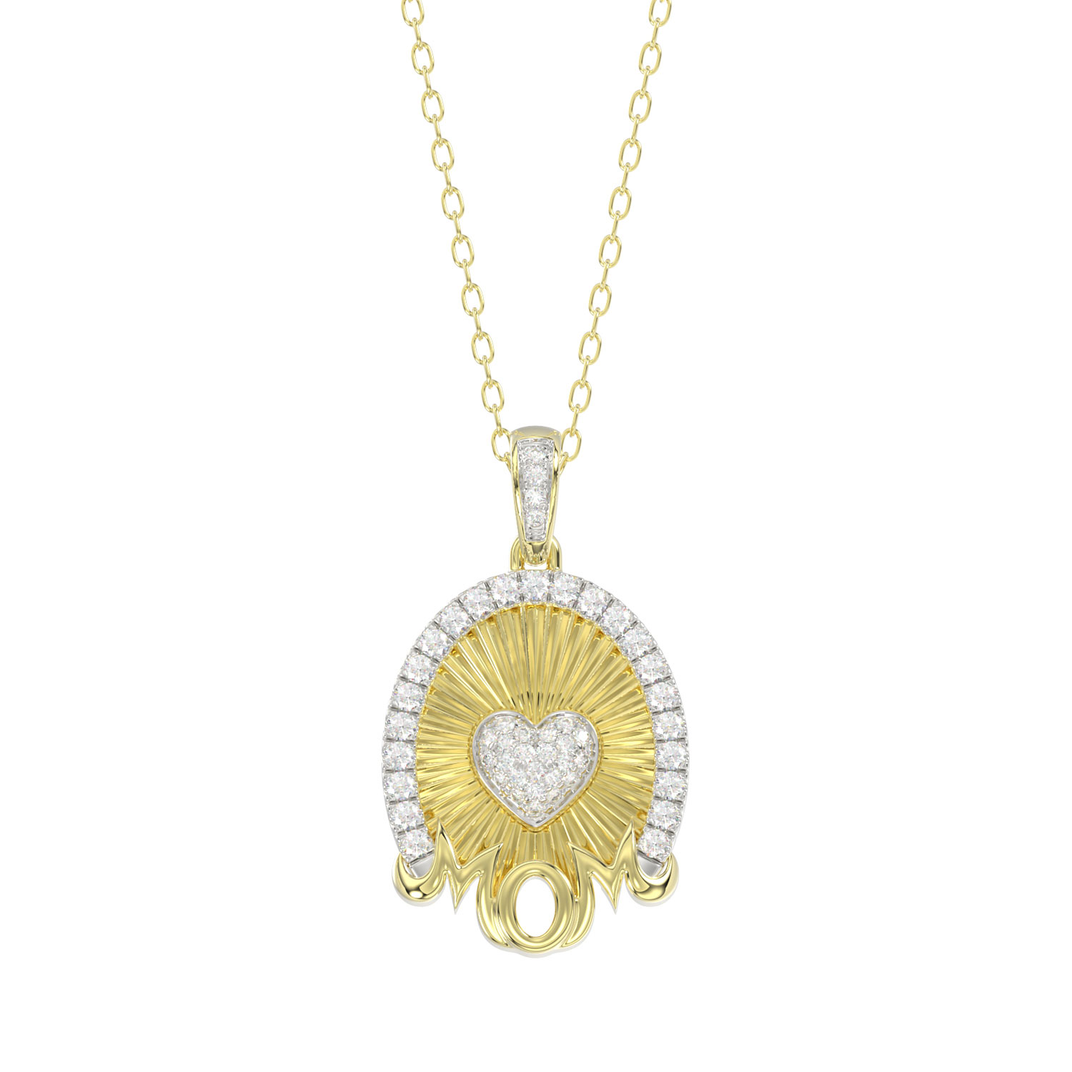 LADIES PENDANT WITH CHAIN 0.25CT ROUND DIAMOND 14K YELLOW GOLD - Image 1
