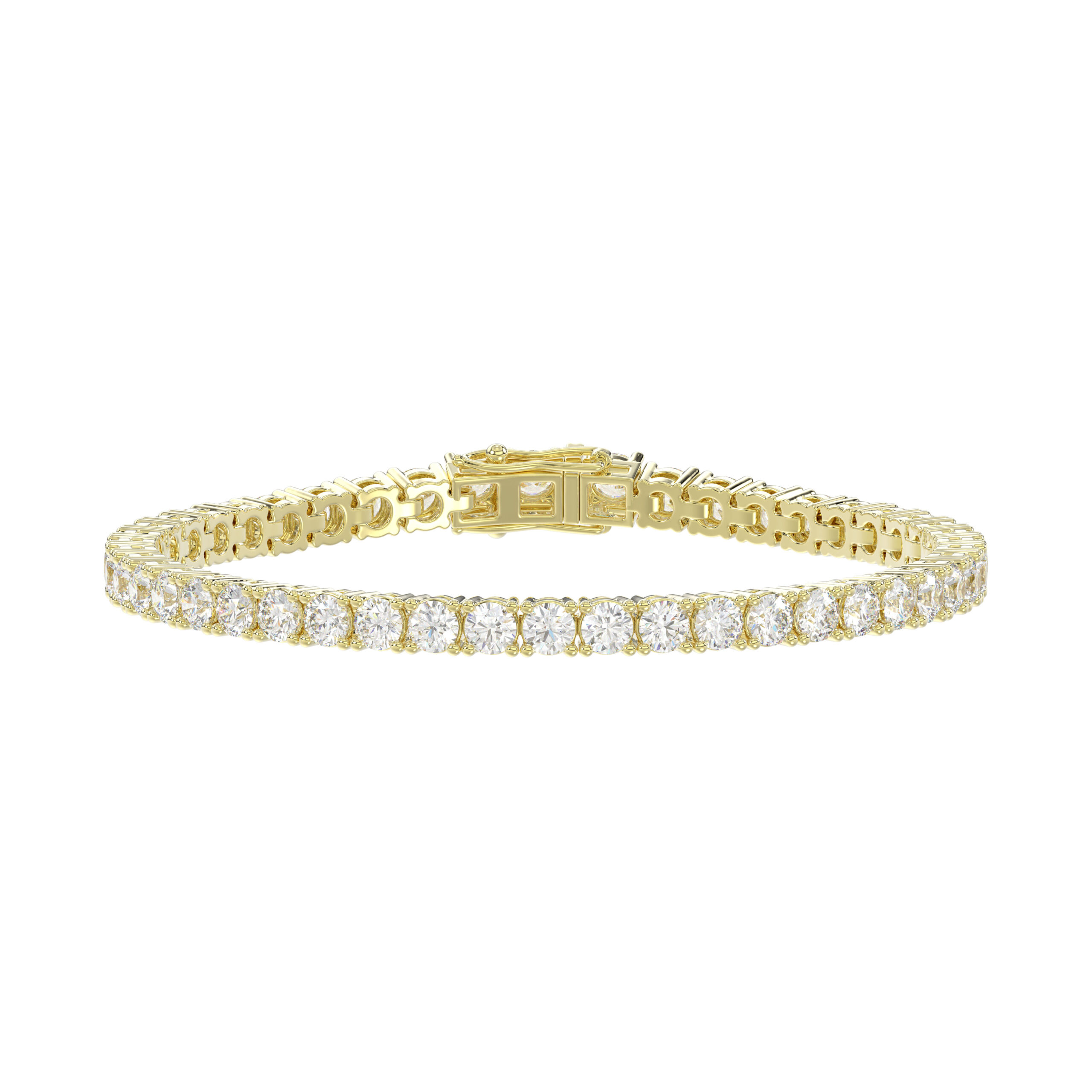 LADIES TENNIS BRACELET 3.25CT ROUND DIAMOND 14K YELLOW GOLD - Image 1