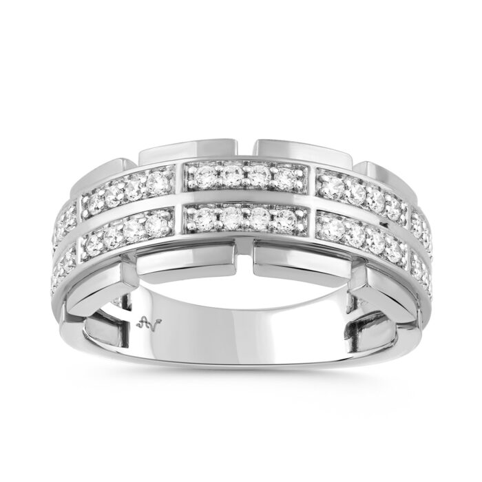 MEN'S BAND 0.50CT ROUND DIAMOND 14K WHITE GOLD - Image 1