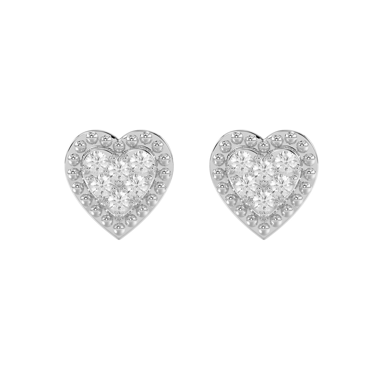 LADIES EARRINGS 0.20CT ROUND DIAMOND 14K WHITE GOLD - Image 1