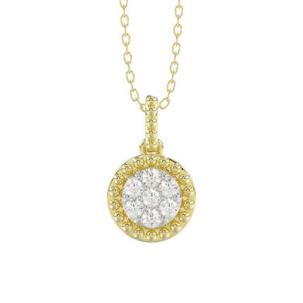 LADIES PENDANT WITH CHAIN 0.10CT ROUND DIAMOND 14K YELLOW GOLD