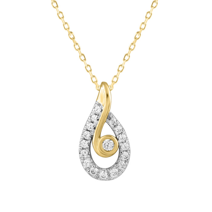 LADIES PENDANT WITH CHAIN 0.16CT ROUND DIAMOND 14K YELLOW GOLD - Image 1