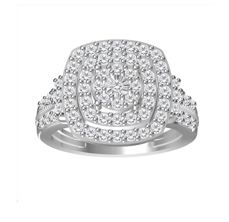 LADIES RING 1.00CT ROUND DIAMOND 14K WHITE GOLD - Image 1