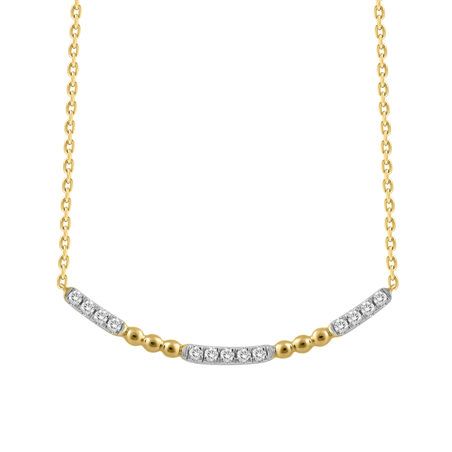 LADIES NECKLACE 0.16CT ROUND DIAMOND 10K YELLOW GOLD - Image 1
