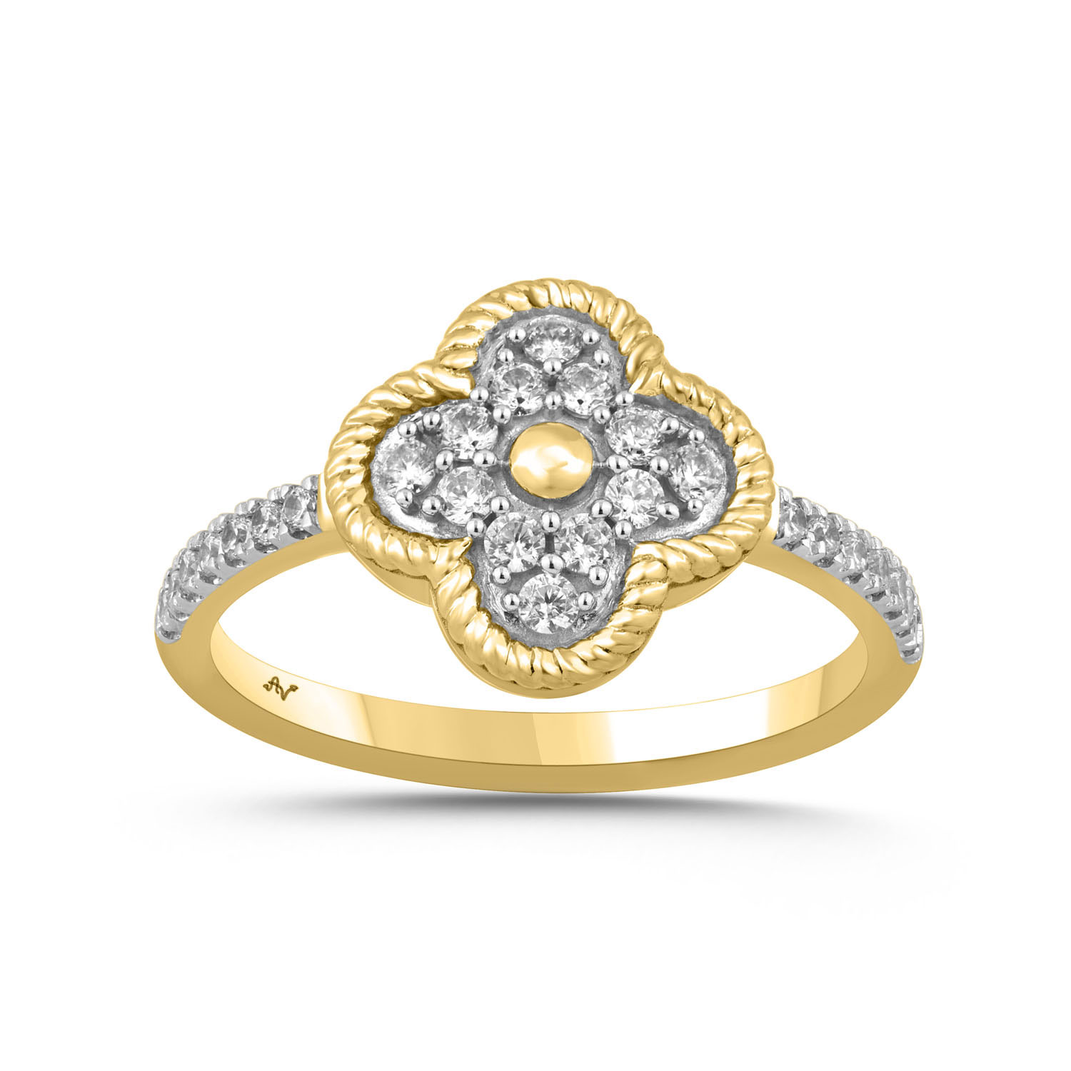 LADIES RING 0.13CT ROUND DIAMOND 10K YELLOW GOLD - Image 1