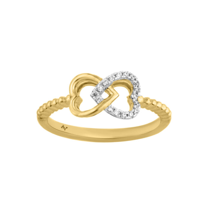 LADIES RING 0.10CT ROUND DIAMOND 10K YELLOW GOLD - Image 1