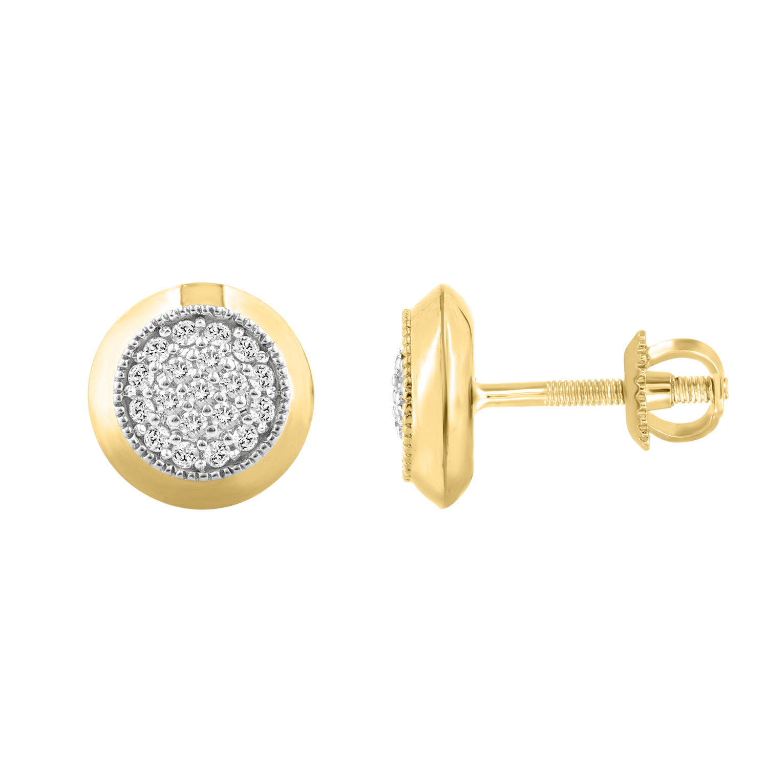 LADIES EARRINGS 0.25CT ROUND DIAMOND 10K YELLOW GOLD - Image 1