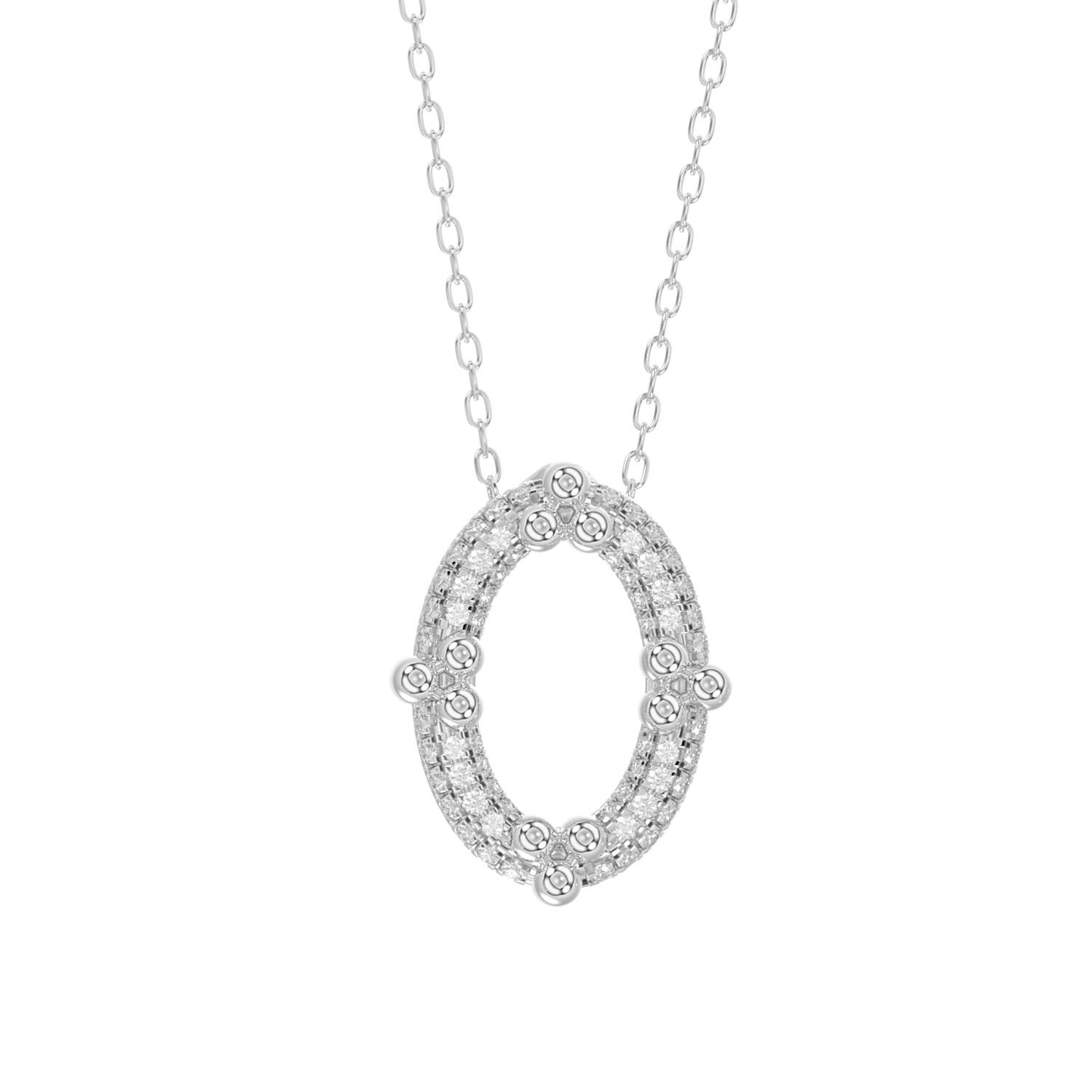 LADIES PENDANT WITH CHAIN 0.25CT ROUND DIAMOND 10K WHITE GOLD - Image 1