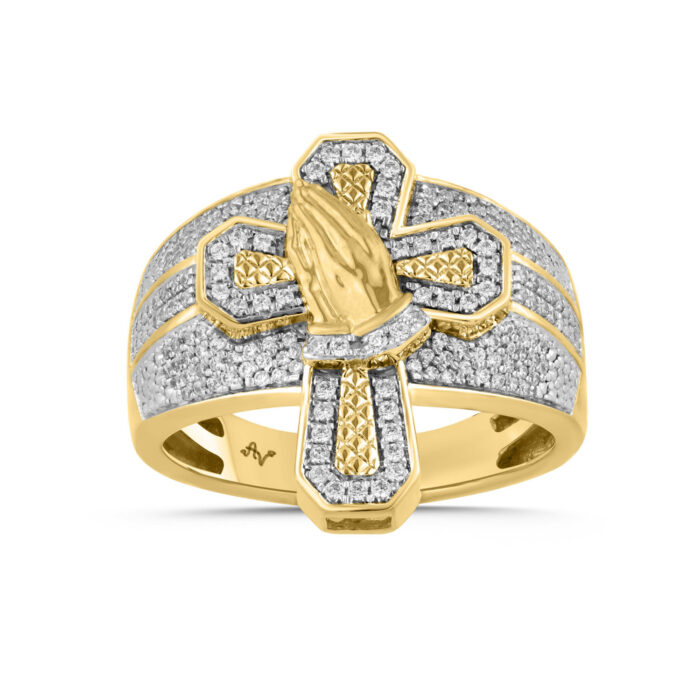 MEN'S RING .50CT ROUND DIAMOND 10K YELLOW GOLD - Image 1
