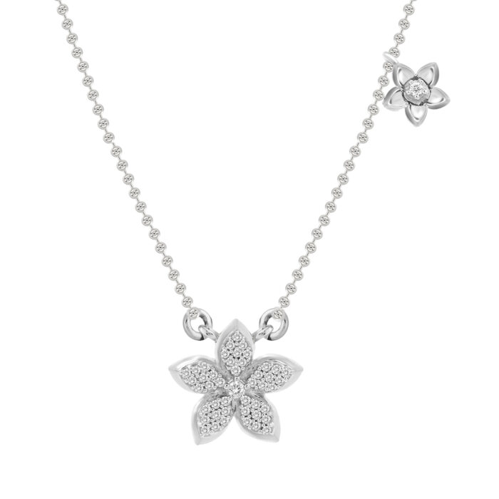 LADIES NECKLACE 0.15CT ROUND DIAMOND 14K WHITE GOLD - Image 1