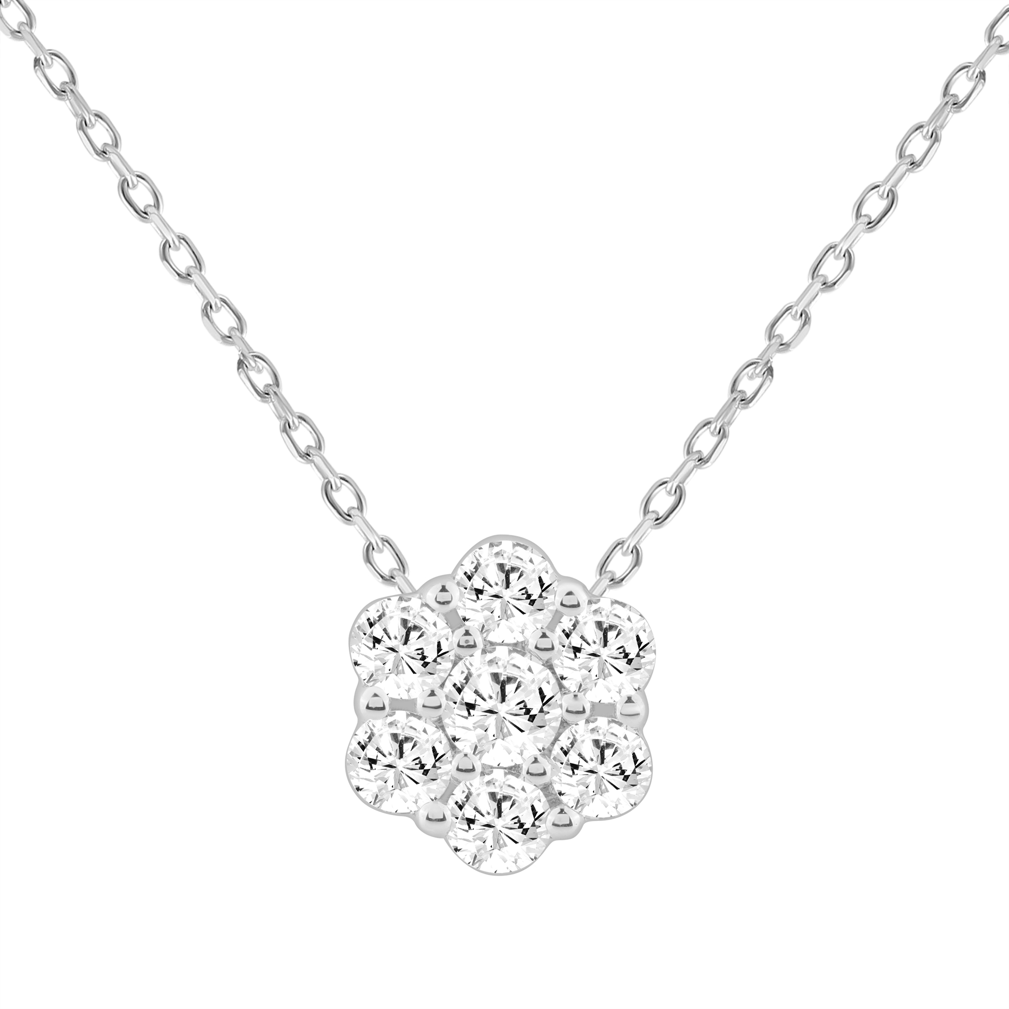LADIES PENDANT WITH CHAIN 0.50CT ROUND DIAMOND 14K WHITE GOLD - Image 1
