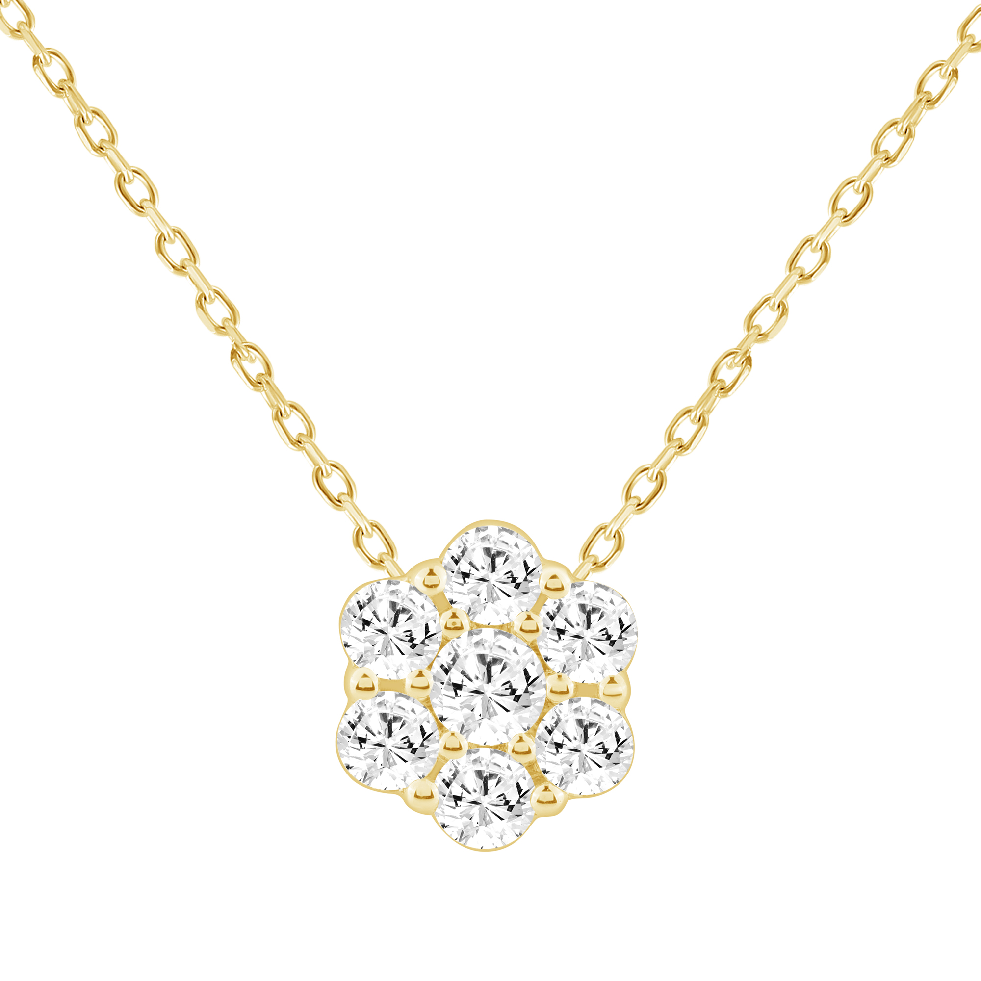 LADIES PENDANT WITH CHAIN 0.50CT ROUND DIAMOND 14K YELLOW GOLD (SI QUALITY) - Image 1