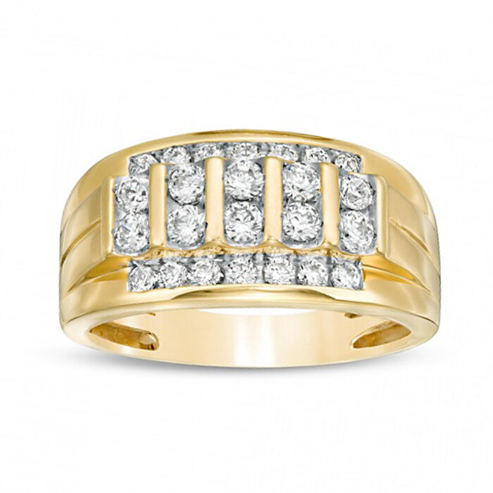 MEN'S BAND 1.00CT ROUND DIAMOND 10K YELLOW GOLD - Image 1