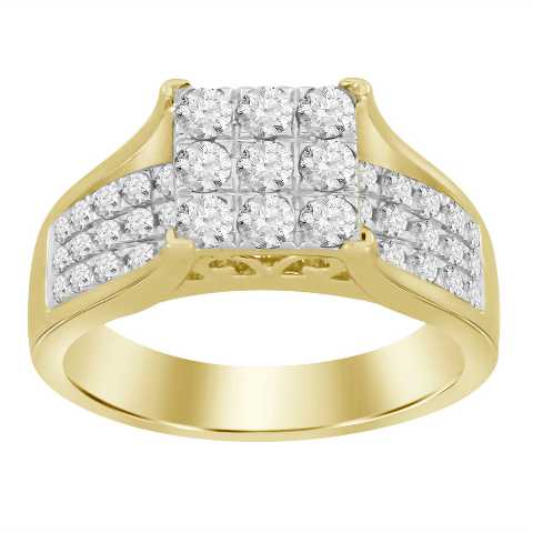 LADIES RING 1.00CT ROUND DIAMOND 10K YELLOW GOLD - Image 1