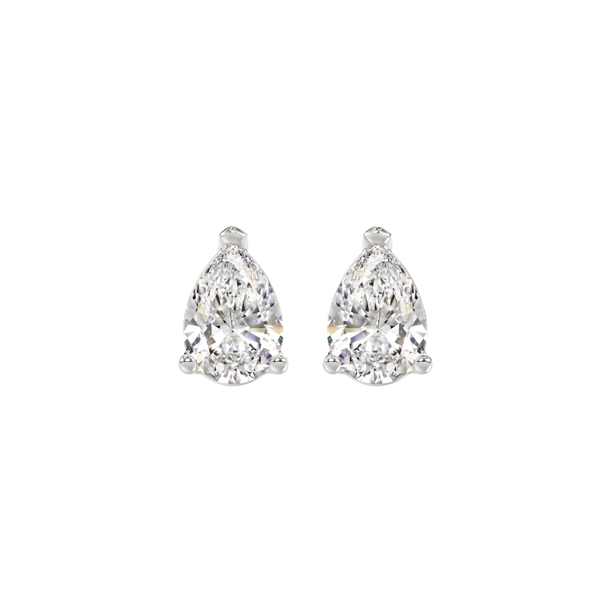 LADIES SOLITAIRE EARRINGS 2CT PEAR DIAMOND 14K WHITE GOLD - Image 1