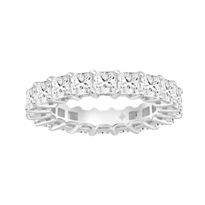 LADIES ETERNITY BAND 4 3/4CT PRINCESS DIAMOND 14K WHITE GOLD - Image 1