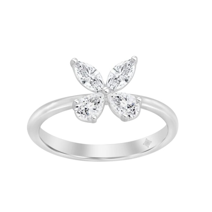 LADIES RING 1 1/8CT PEAR/MARQUISE DIAMOND 14K WHITE GOLD - Image 1