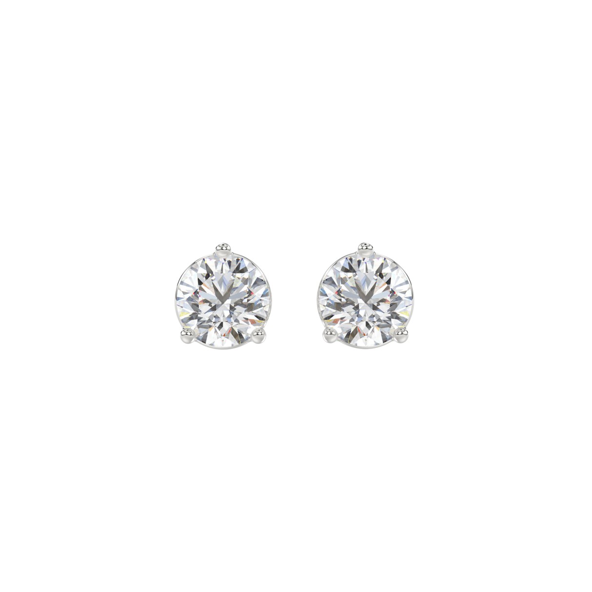LADIES SOLITAIRE EARRINGS 1 1/2CT ROUND DIAMOND 14K WHITE GOLD - Image 1